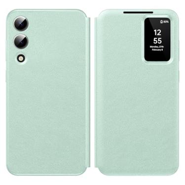 Imagem de Capa para Samsung Galaxy S25 Edge com visualização inteligente de tela pequena, capa carteira S-View, para Samsung S25 Edge, capa de janela inteligente, capa protetora de couro flip inteligente para