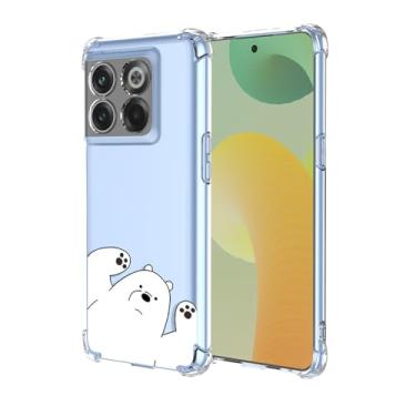 Imagem de OEURVQO Capa para OnePlus 10T 1+ 10T, estampa de urso fofo transparente desenho animado, amortecedor de TPU macio à prova de choque, capa protetora de silicone para OnePlus 10T, urso branco