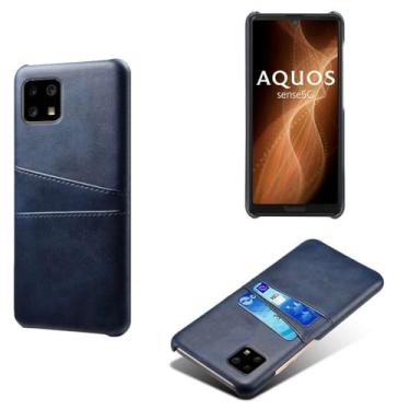 Imagem de Capa compatível com Sharp Aquos Sense 4, capa de couro PU - Capa de telefone fina à prova de choque com 2 compartimentos para cartão, proteção anti-impressão digital e antiqueda, plástico de couro