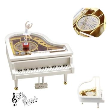 Imagem de Porta Jóias Musical com Bailarina Piano Retrô Infantil Caixinha de Música Presente