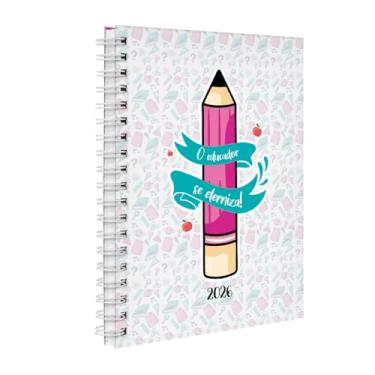 Imagem de Agenda 2026 Planner Semanal Professores Lápis Rosa