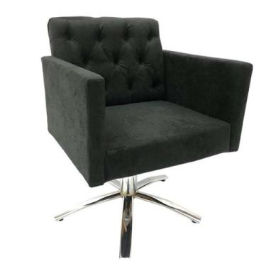 Imagem de Poltrona Nina Capitonê Giratória Sued Preto - Sua Casa Decor