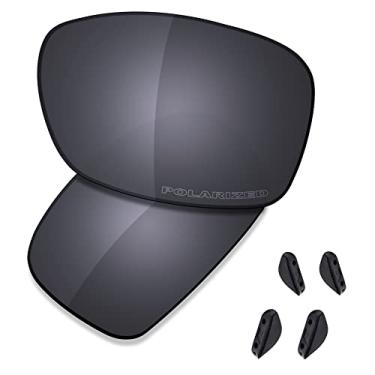 Imagem de SAUCER Lentes de reposição premium e protetores de nariz para óculos de sol Oakley Dispute OO9233 de alta definição - Escudo preto polarizado