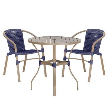 Imagem de 02 Cadeiras Floripa E Mesa Roma 100cm Fendi Trama Azul