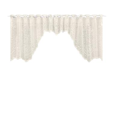 Imagem de Cortina Bando Renda Cascata Cozinha Floral 2,95x1,00 Variada