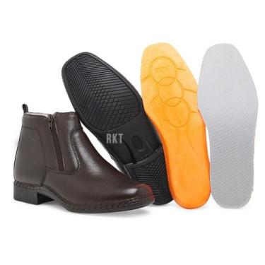 Imagem de Bota Antistress Botina Palmilha Gel Zíper Couro - Ed Shoes, Marrom, 39