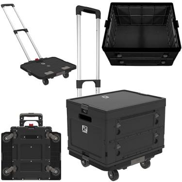 Imagem de Wellmax WM99800BK Carrinho de rodinhas com rodas, carrinho utilitário dobrável para professores, compras, escritório | rodas silenciosas, alça de alumínio, capacidade de 59,9 kg – Preto