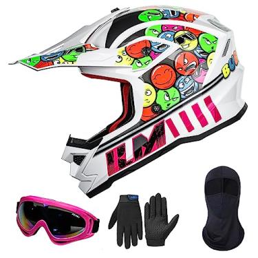 Imagem de ILM Capacete De Quadriciclo Para Jovens E Crianças, Motocross, Bmx, Off-Road, Moto, Kart, Casco Dot Ece, Modelo Z705 (Chiclete, P)