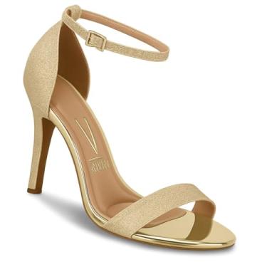 Imagem de Sandália Vizzano Feminina Salto Alto Fino Moda Original (Dourado, BR, Adulto, Numérico, 34)