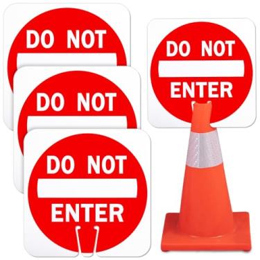 Imagem de Geetery Pacote com 3 placas de sinalização de trânsito de 30,5 x 30,5 cm, vermelho e branco, dupla face, para construção resistente ao clima ao ar livre com barricada de estrada de rua