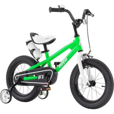 Imagem de RoyalBaby Bicicleta infantil para meninos e meninas Freestyle BMX bicicleta com rodas de treinamento presentes para crianças bicicletas 35 cm verde