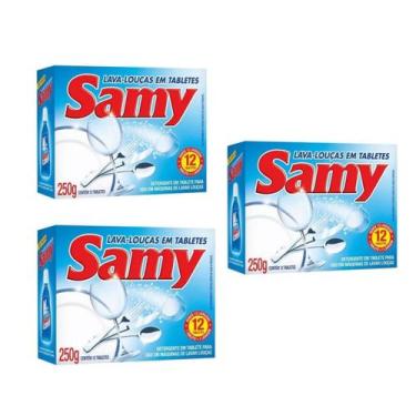 Imagem de KIT COM 3 Samy Detergente para LAVA LOUÇAS em Tabletes com 12 - 250 g 