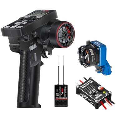 Imagem de GOUPRC Racing RC Transmitter 8 Channels 2.4GHz and Receiver with 2204 2400KV Brushless Outrunner Transmission Motor & 30A Brushless Esc for SCX24 RC Crawler Axial 1/24 RC Car Crawler Blue