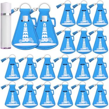 Imagem de Swiffen 20 peças de presentes de líder de torcida a granel de volta às aulas suporte de protetor labial com borla chaveiro para torcer adolescentes esportes, Azul-celeste, 1 Count (Pack of 20)