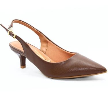 Imagem de Scarpin Vizzano Slingback Bico Fino Salto Baixo - Marrom