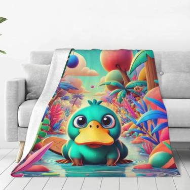 Imagem de FAMEMBERPERS Cobertor de desenho animado de ornitorrinco para crianças e mulheres, colcha de flanela super macia, confortável, confortável, cobertor leve para sofá cobertores leves para sala de estar