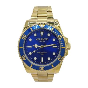 Imagem de Relógio Atlantis Dourado Catraca Resistente a Água 5atm