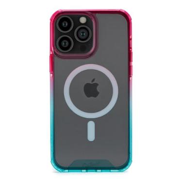 Imagem de Customic Capinha Case Capa para Celular iPhone 13 Pro Max (6.7”), Impactor Ultra Anti Impacto Proteção Militar 3 metros contra quedas, Compatível Mag-Safe, Antiamarelamento, Transparente, Rosa E Verde