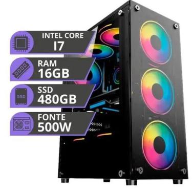 Imagem de PC Gamer CPU Intel i7, 16GB DDR3, SSD 480GB, Placa Geforce 4GB - Cliqu