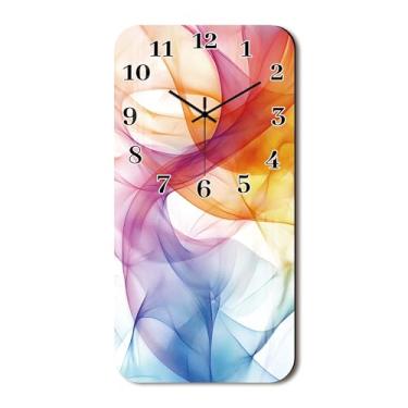 Imagem de Tomopetime Relógio de parede colorido silencioso sem tique-taque - Relógios de parede modernos com fumaça operados por bateria - Relógios de madeira de 30 cm para decoração de quarto de escritório