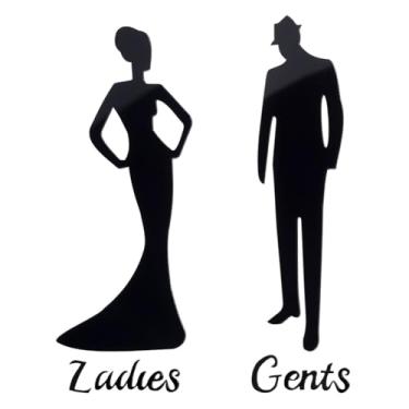 Imagem de NBEADS 12 peças, 2 estilos, placa de banheiro acrílica para negócios, símbolo masculino e feminino, sinal de vaso sanitário, preto, decoração para casa, escritório, restaurante, vestiário