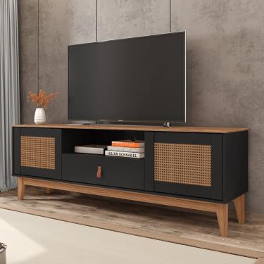 Imagem de Rack Para Tv Isabela 1.6 Pintura Palha Preto Noce