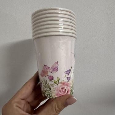 Imagem de 8 Copos de Papel Festa Jardim das Borboletas 250 ml Ponto das Festas I