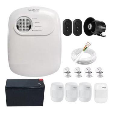 Imagem de Kit Alarme Híbrido Intelbras 4 Sensores Infra 3 Com Fio, 1 Sem Fio, Si