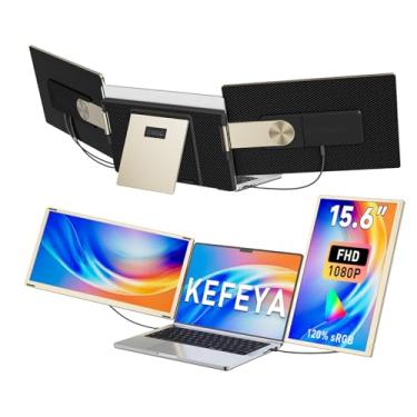 Imagem de KEFEYA Extensor de tela de laptop de 15,6 polegadas, monitor triplo portátil FHD 1080p para laptops de 13 a 17,3 polegadas, 120% sRGB com rotação de 235° Extensor de monitor de laptop destacável para
