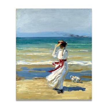 Imagem de LKXGRRSFG Windy Day John Lavery Irish Realist Portrait & War Scenes Impressão em tela – Arte de parede doméstica vintage 30 x 36 cm sem moldura