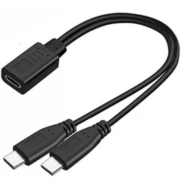 Imagem de Traovien Cabo de carregamento divisor USB C, USB tipo C 1 fêmea para 2 machos duplos Y Splitter cabo de carregamento (3 m) apenas alimentação, sem transferência de dados