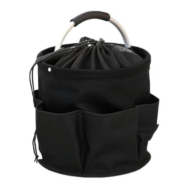 Imagem de Fenteer Cesta de Bolsa para ferramentas de jardim Alça de alumínio Dobrável Bolsa versátil Cesta de mercado para viagens ao ar livre Parque, Preto