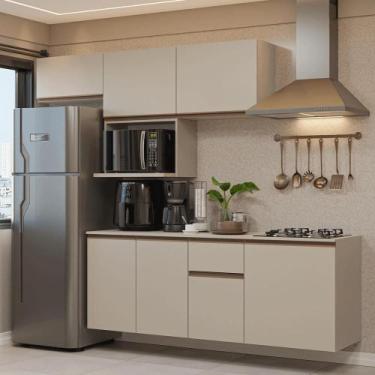 Imagem de Armário de Cozinha Completa 240 cm Suspensa Crema Nice Madesa 07, Crem