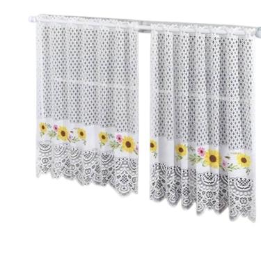Imagem de Cortina Pia Vitro Renda Cozinha Girassol 1,60X0,80 Alt