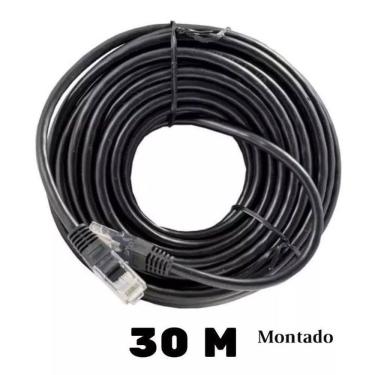 Imagem de Cabo De Rede Com 30 Metros Lan Montado Preto Rj45 -