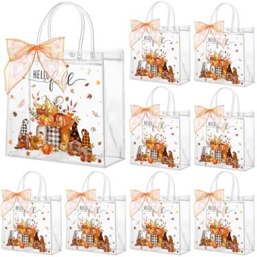 Imagem de Motipuns 24 peças de sacolas de presente de PVC transparente de feliz ação de graças com alças, lembrancinhas de festa de outono, reutilizáveis, sacolas de guloseimas para casamento, aniversário, chá