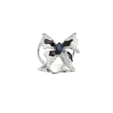 Imagem de Cachecol de seda borboleta azul CZ broche para mulheres delicado cristal branco preto esmalte xale cachecóis fivela fecho clipe anéis broches moda vestido acessórios joias, Medium, Metal, Sem Pedra