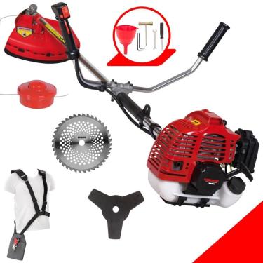 Imagem de Roçadeira Profissional Kawashima KW52-L 2 Tempos 52cc 2,5HP de Potência Cortador de Grama Com Cabeçote de Nylon + Lâmina 3 Pontas + Lâmina 40 Dentes