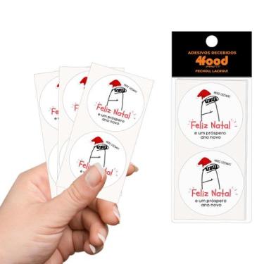 Imagem de 50 Etiquetas Adesivas  Feliz Natal  Flork  Adesivos Recebidos  4Cm - 4