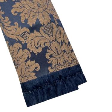 Imagem de Manta para Sofá e Cama Peseira Xale Jacquard Decorativa(401 MARINHO E MARROM CLARO,1,40 X 1,80)