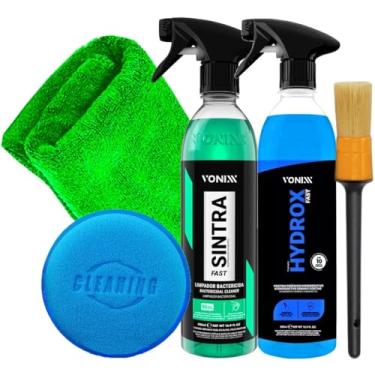 Imagem de Kit Vonixx Limpeza Estética Automotiva Limpador Sintra Fast Selante Cerâmico Hydrox Toalha Pincel Aplicador Karbox
