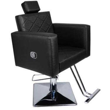Imagem de Cadeira Evidence Reclinável Base Quadrada Para Salão Preto acetinado -
