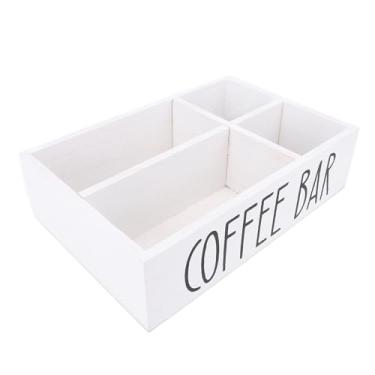 Imagem de Mingzhe Organizador de Cafeteria de Madeira Divisor Coffee Bar Accessors Sagrário Sags de chá de Cafeteira Portador de Bancada Cozinha (Branco)