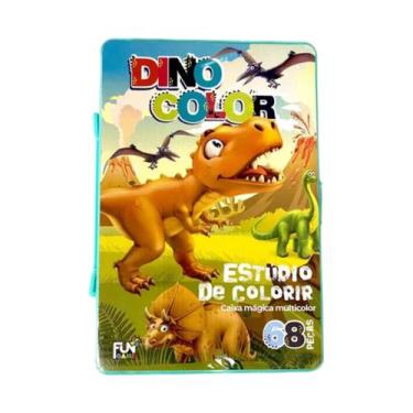 Imagem de Maleta Estojo Pintura Escolar Dinossauro 68 Peças Canetinhas - Fun Gam