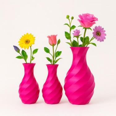 Imagem de KIt 3 Vasos decorativos 3D PLA biodegradável para decoração sustentáve