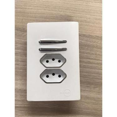 Imagem de Cj Int Duplo Simples + Tomada Dupla 20A Suporte - Dicompel Novara Bran