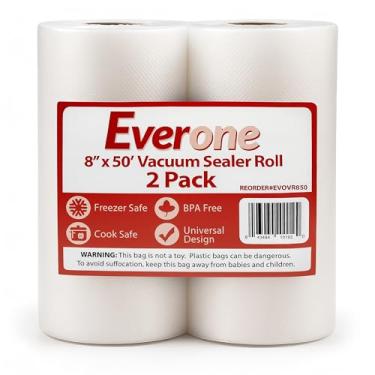 Imagem de EverOne Rolo de saco selador a vácuo para Sous Vide e economia de alimentos, 20,32 cm x 1,52 m, 2 unidades