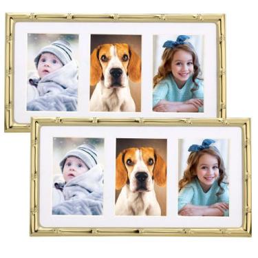 Imagem de Porta-retratos YipinYin Gold Multi Metal 2x3", pacote com 2