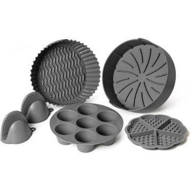 Imagem de Conjunto de forros de fritadeira Air Fryer EM Silicone reutilizável co