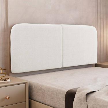 Imagem de Cabeceira Painel Orgânico Cama Box King Size Aira 195cm Dobrável Bouclé Off White - Desk Design